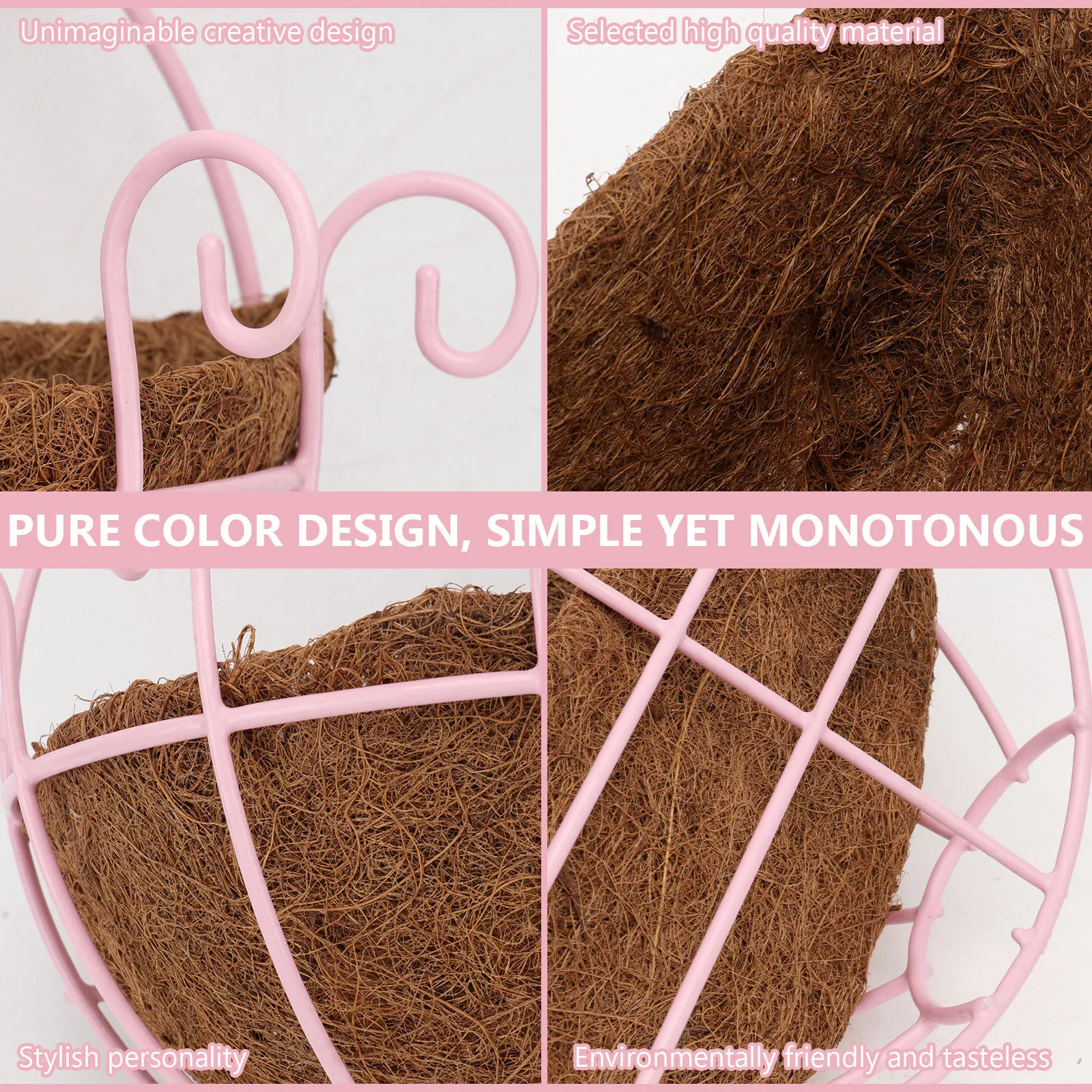 

1Set Coconut Flower Pot Hanging Planter For Indoor Outdoor Garden Decoration Weaving Flower Basket Ceiling Hanging Iron Plant