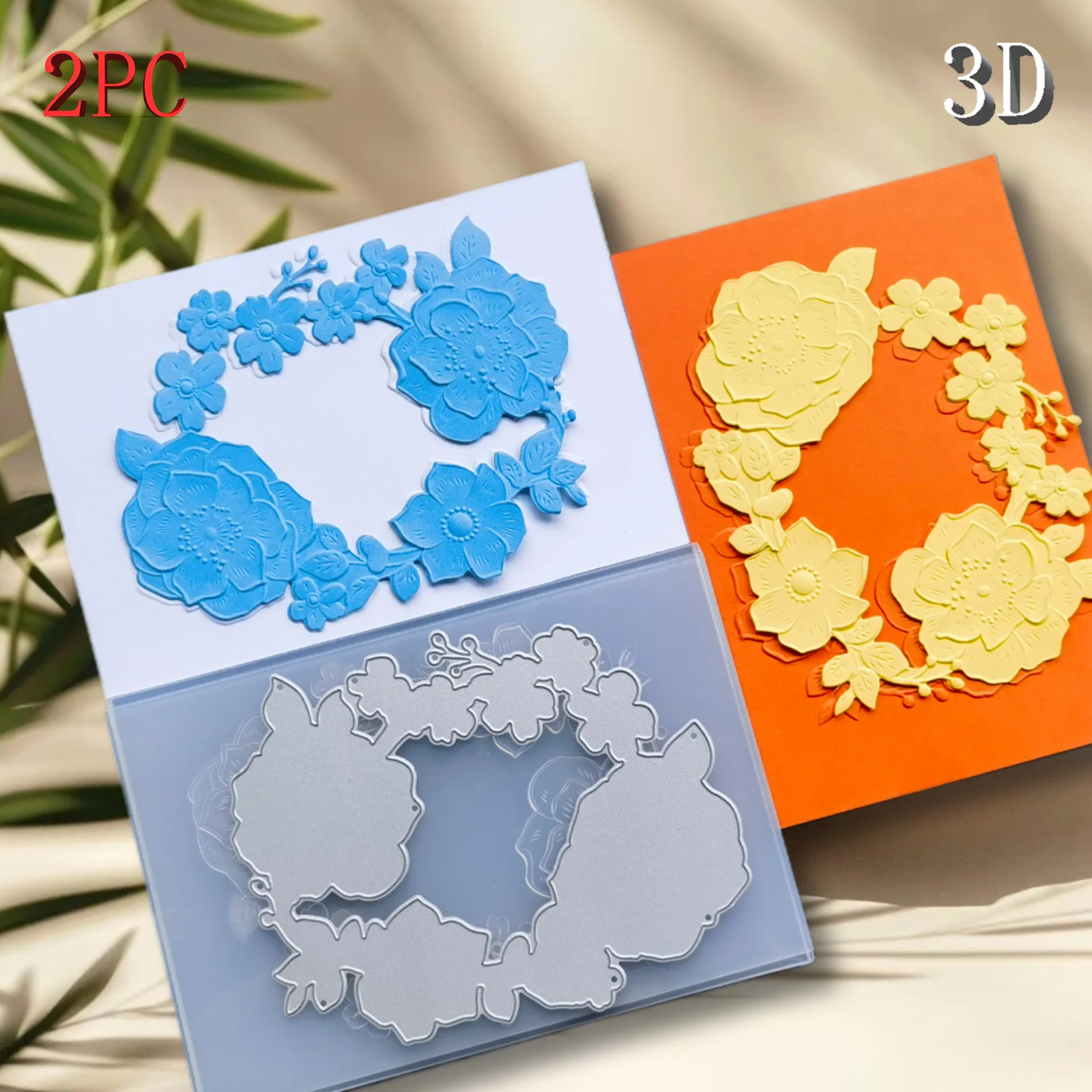 3D-Ordner mit Reliefprägung und passendem Stanzset – Rahmendesign „3D Flower Ring Decoration“ ist einfach zu bedrucken – sehr geeignet