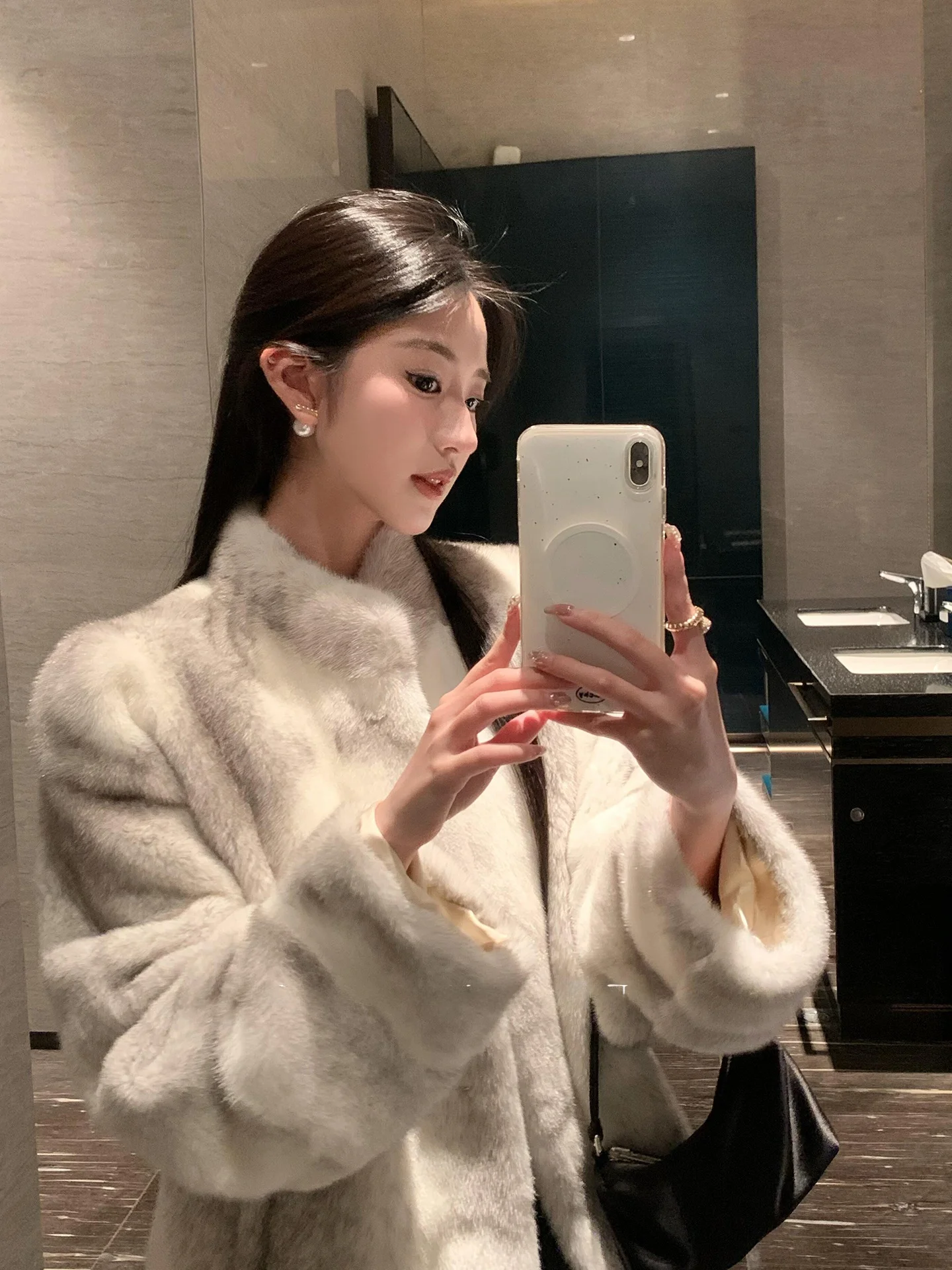 Casaco de inverno feminino thiened pele intercada luxo senhora pele artificial eco-friendly casaco de pele do falso casaco de comprimento médio