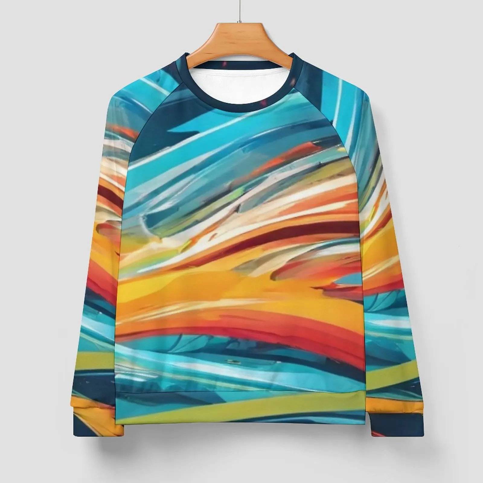 Rainbow Wave Loose Sweatshirts Unisex Abstract Print Classic Hoodies Winter Y2k Cool Design Hoodie 4XL 5XL 6XL