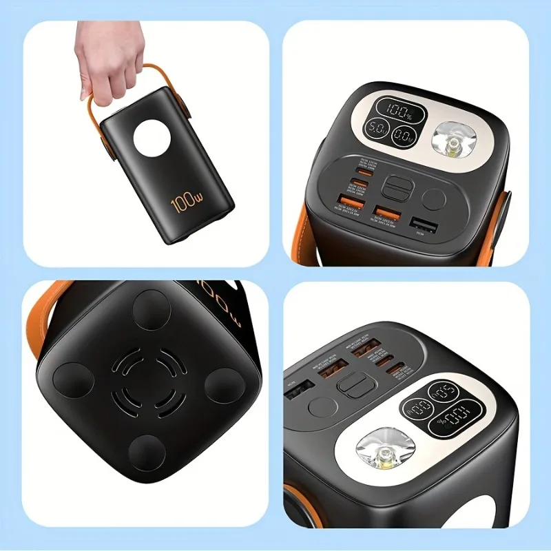 باور بانك شاحن محمول عالي السعة 60000 مللي أمبير في الساعة، حزمة بطارية PD 100 وات، 7 مخرجات و3 مدخلات، آيفون، أندرويد، للتخييم #4