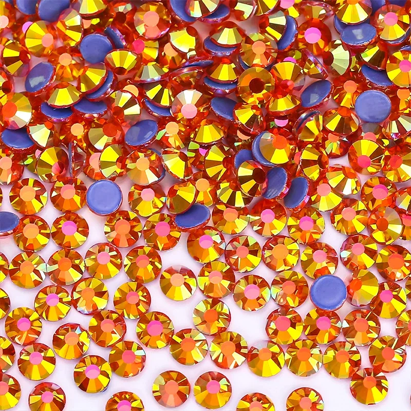 QIAO Exquisite Shimmer AB Hotfix Crystal Flat back Rhinestone Strass Glitters Stone For DIY Nail Art Wedding Diamond Strass