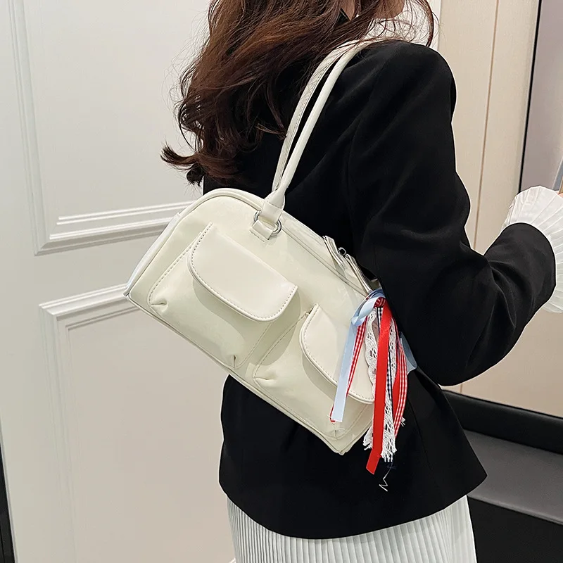 Richme Fashion Women Shoulder Bags Lace Ribbon Bow Handbags Female Individuality Luxury Designer PU Daily Commute Bolso Mujer