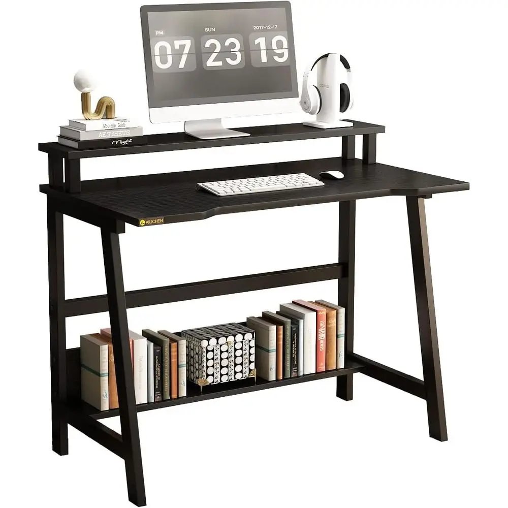 

31.5 Inch Small Desk, Small Computer Desk or Small Spaces, ern Writing Table with Monitor Storage Shel, Compact Laptop Desk or H