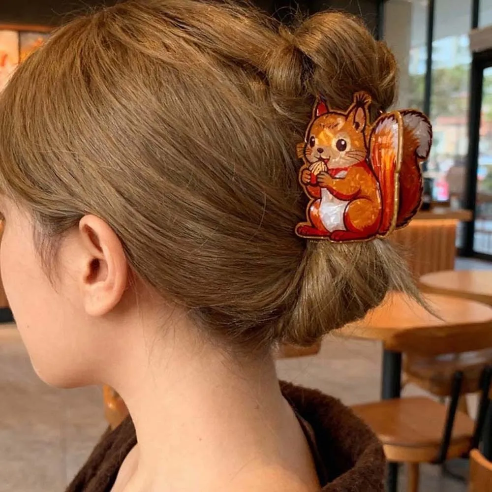 

PVC Cute Bear Hair Claw Peacock Squirrel Cartoon Animal Shark Clip Swan Hedgehog Acrylic Hair Claw Valentine's Day Headwear