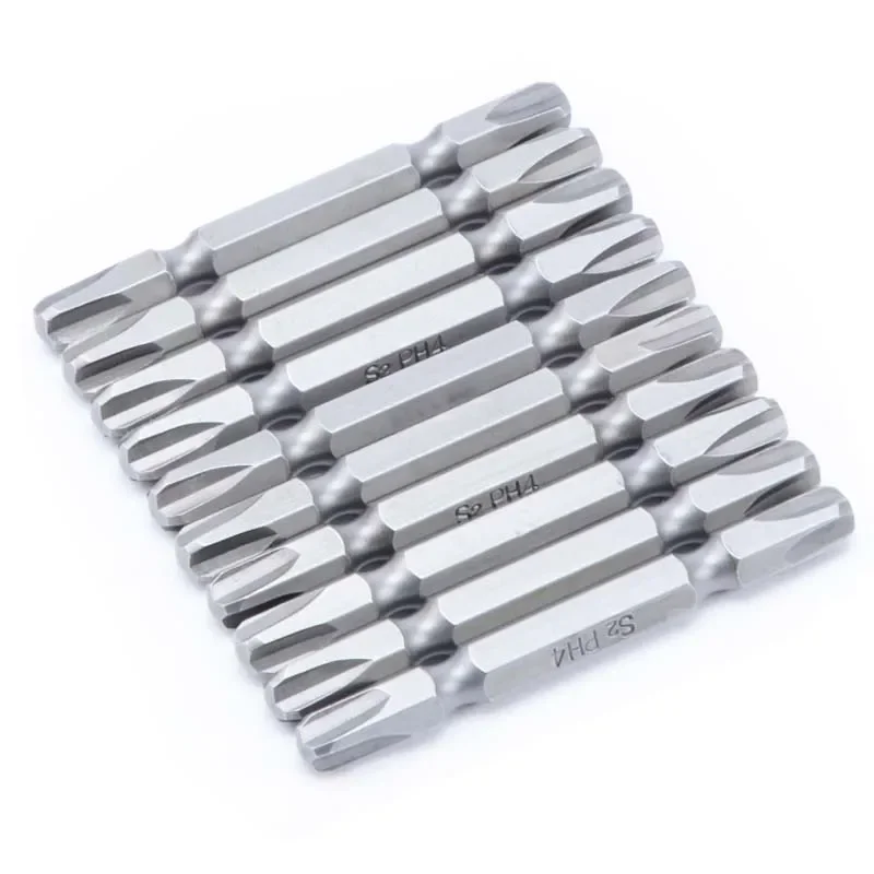 10pcs Double head PH4 Electric Phillips Screwdriver Bit Set Bits Hex Shank Magnetic Alloy Steel For Cross Head 65mm 1/4 inch