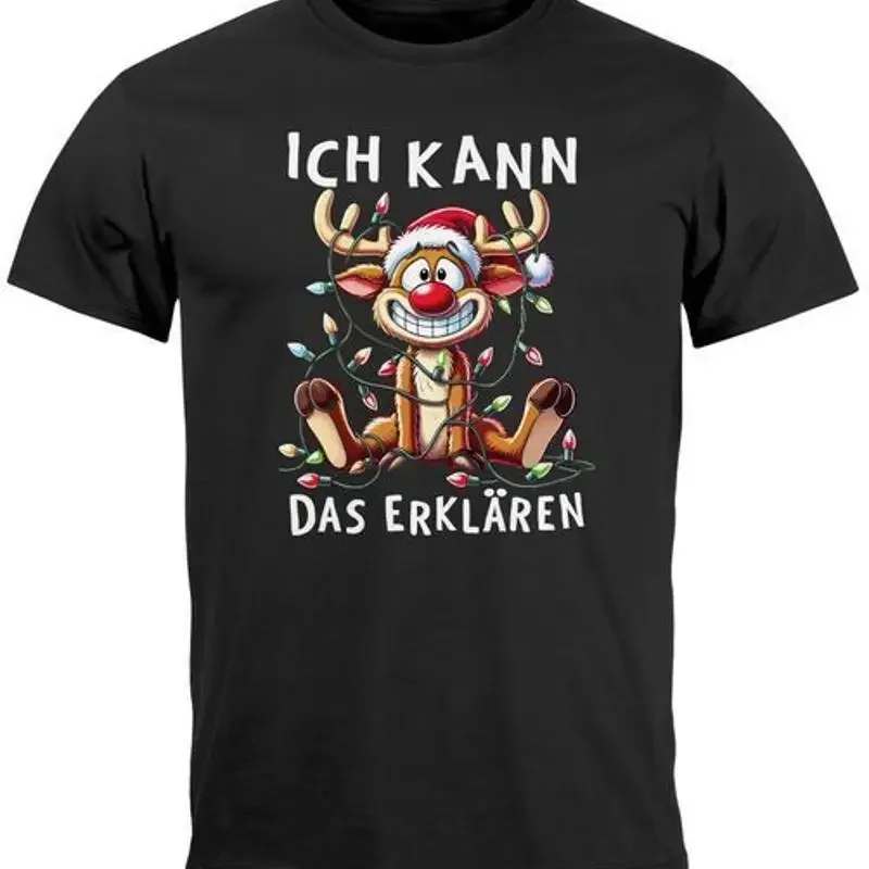 Herren-T-Shirt, Weihnachten, Reniter Moose, Comic-Stil, Weihnachts-Spruch, Lusitg-Outfit