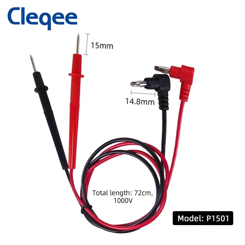 Cleqee P1503 Series Multimeter Test Lead Kit with Replaceable Needles 4mm Banana Plug Test Probe Alligator Clip Mini Grabber