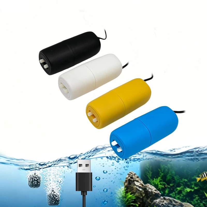 USB-Aquarium-Sauerstoffpumpe, tragbarer Mini-Doppelloch-Luftkompressor, geräuscharmer Belüfter für Fischbecken, einstellbares Luftvolumen, Zubehör – Detail 1