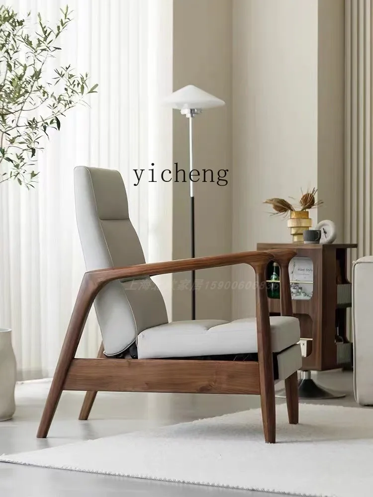 

Black Walnut Wood Lounge Chair Living Room Multi-Functional Sofa Recliner Adjustment