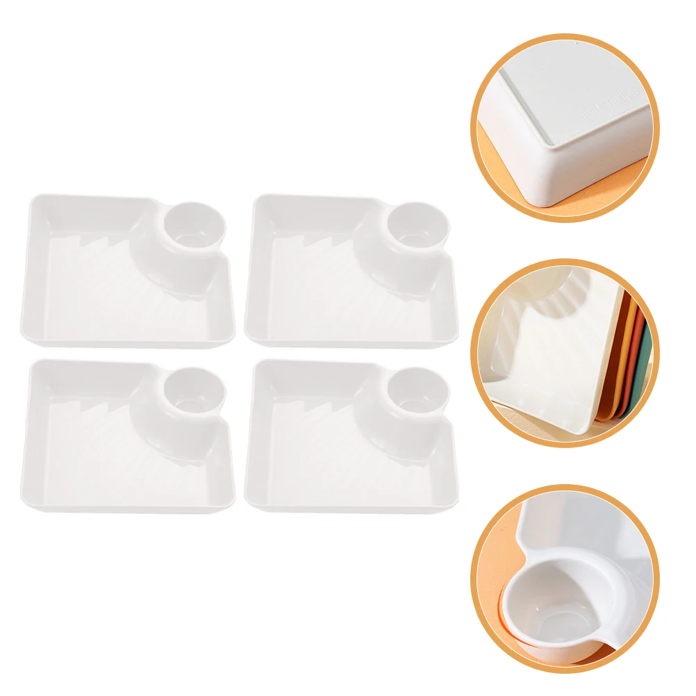 

4pcs Plastic Food Serving Snack Dessert Platter Appetizer Chips Tray French Fries Serving Dish Side Dish Veggie Platter Large