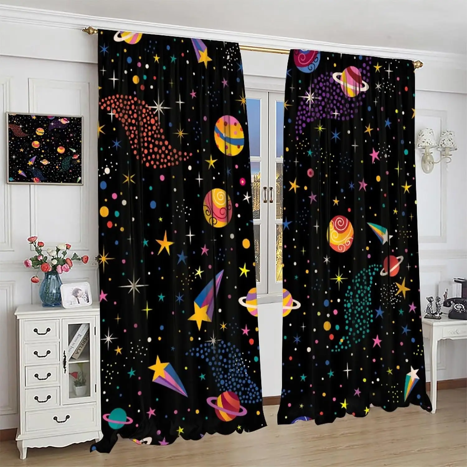 

Розовые космические шторы, мультяшные космические корабли, планеты, ракеты, желтые, розовые, со звездами, оконные шторы с принтом, шторы для детей, для мальчиков и девочек, спальня