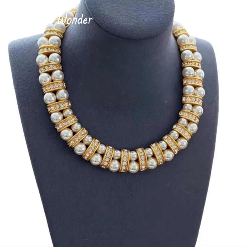 Timeless Wonder Fancy Zircon Geo Glass Pearl Pave Necklaces for Women Designer Jewelry Runway Rare Top Luxury Gift Classy 2622