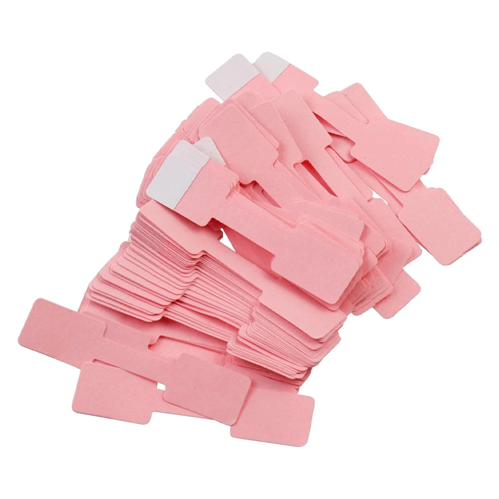 100Pcs 1.2x6cm Pink Self Adhesive Barbell Sticker Tag Rectangle Label Package For Jewelry Ring Bracelet Tag Display Wholesale