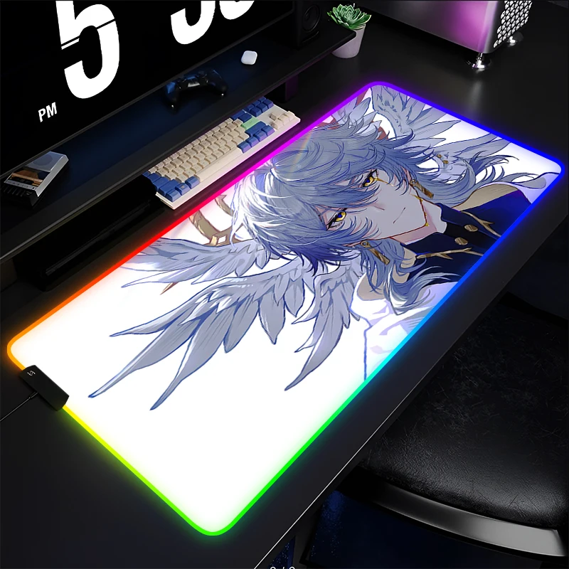 

LED Computer Rubber Keyboard Mouse Pad Anime Gaming Accessories Table Gamer Carpet Honkai Star Rail Sunday Desk Mat RGB Mousepad