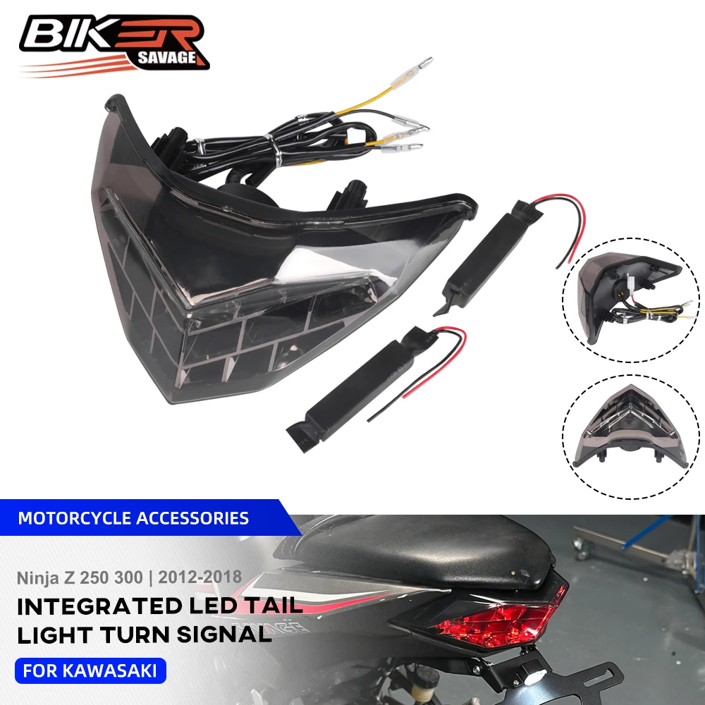 

LED Tail Light For Kawasaki Z300 Z250 Ninja 250 300 2012-2018 Motorcycle Rear Brake Stop Lamp Integrated Turn Signal Flashing