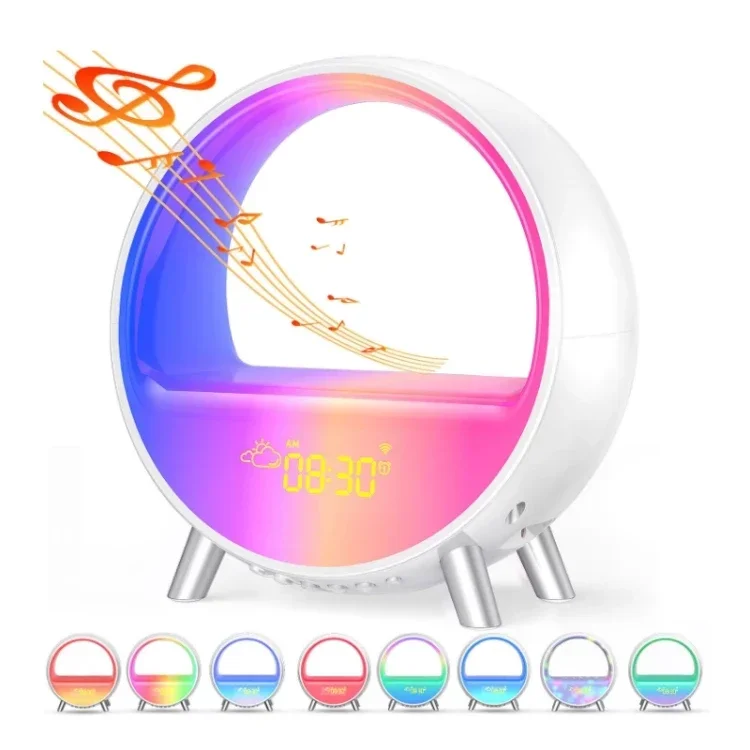 Smart Alarm Clock Colorful LED Wake Up Light Desktop Wireless Speaker Voice APP Control Alarm Clock