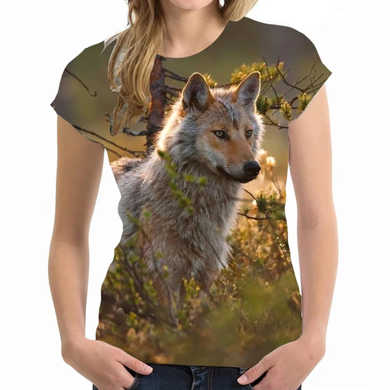 Summer Animal Wolf 3D Print T-shirt Women Man Short Sleeve T Shirts Harajuku Streetwear Tees Oversized Y2k Tops Girls Clothing