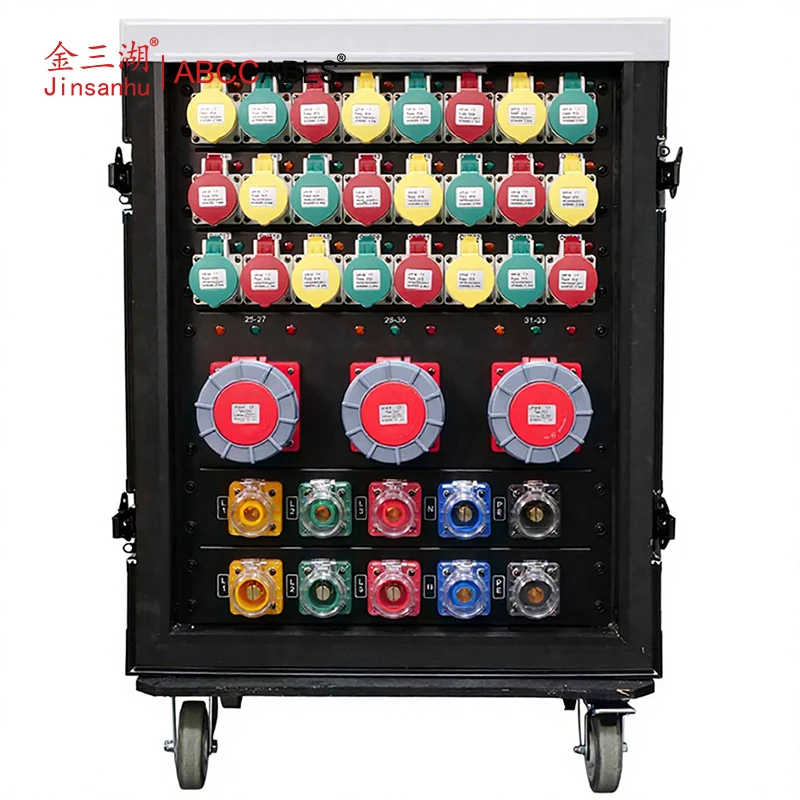 ABCCABLS 400A 3 Phase Stage Power Distribution Box with 24 CEE Sockets and 3 125A Outlets