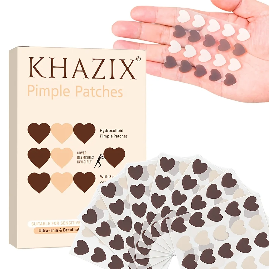 

160 шт. гидрогелевых пластырей от прыщей кофейного цвета в форме сердца - невидимые пластыри для маскировки прыщей, с длительной адгезией и без остатка следов.