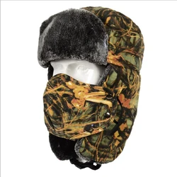 Mężczyźni kobiety zimowa czapka myśliwska bioniczny kamuflaż czapka turystyczna Outdoor polowanie termiczna ciepła czapka Ushanka ucho wiatroszczelna militär hut