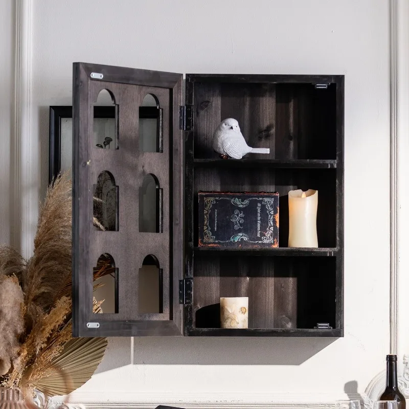 Simple black decorative shelf with hook, cup rack, living room wall storage, wall decoration display rack