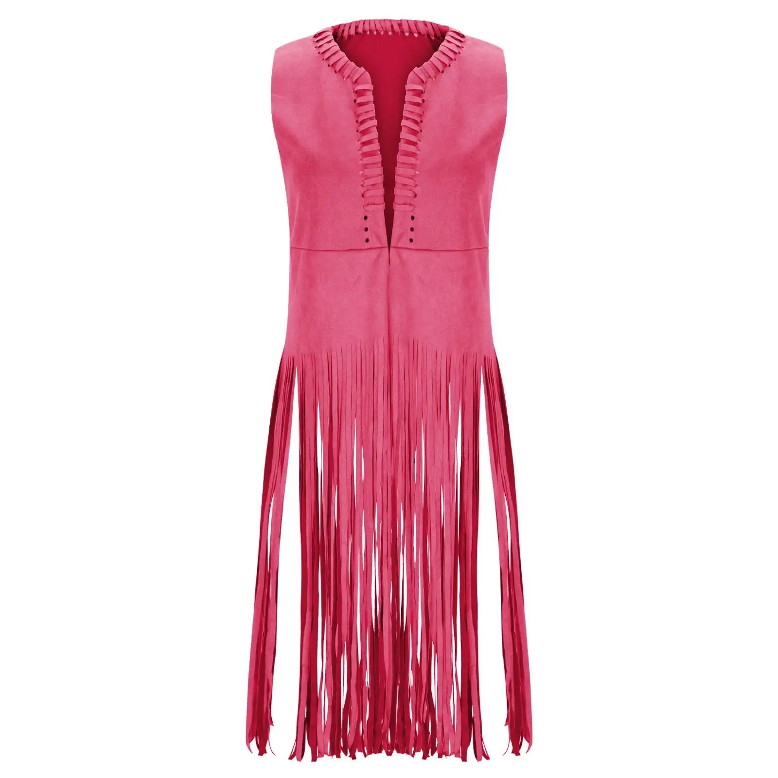 

Womens Fringed Cardigan Solid Color Thin Vest