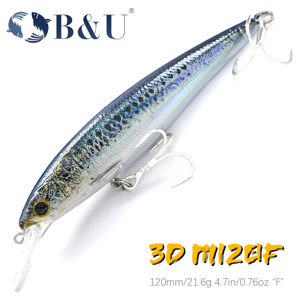 B&U Floating Minnow Saltwater Fishing Lures Trolling Crankbait Hard Baits Wobblers Artificial Trout Lure For Sea Bass