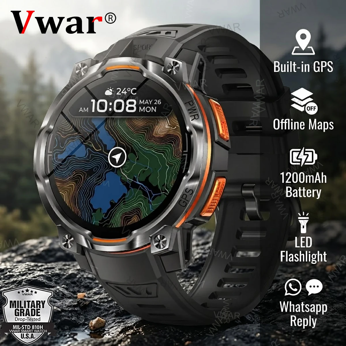 Watch Vs Smartwatch - VWAR Ultra Smartwatch mit eingebautem GPS,