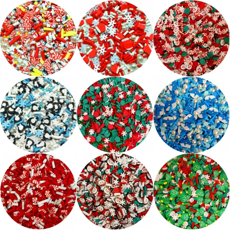 Mixed Xmas Snowfake Slices Slime Christmas Polymer Clay Sprinkles Crafts soft Clay Nail Shaker DIY Crystal Mud Filler Accessorie