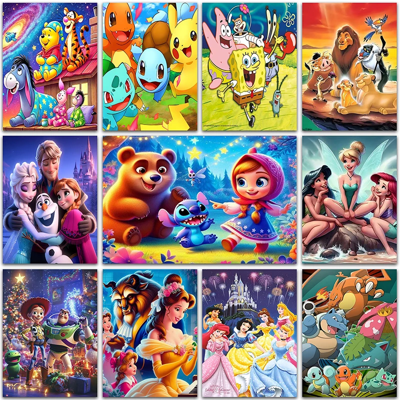 

Pokemon Pikachu Diamond Painting Disney Princess Frozen Minions Full Square&Round mosaic embroidery Cross stitch Home Decor Art