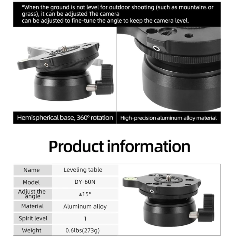 Universal Level Horizontal Adjustment Mount Panoramic Head Tripods DSLR Camera Table Base 15 Degree 3/8 1/4 Inch Screw Drop Ship