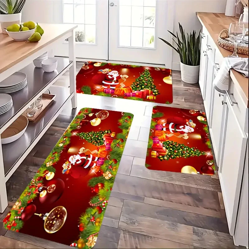 Weihnachtsplätzchen, Baum, rote Farbe, Bodenmatte, Zuhause, Küche, rutschfeste Matte, frohe Weihnachten, Dekoration für Zuhause, frohes neues Jahr 2026 – Detail 5