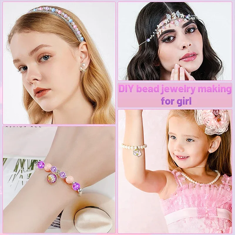 Kit Pembuatan Gelang Manik-manik Mutiara Gradien Kit Manik-manik Mutiara ABS untuk DIY Anting Kalung Gelang Kerajinan Pembuatan Perhiasan