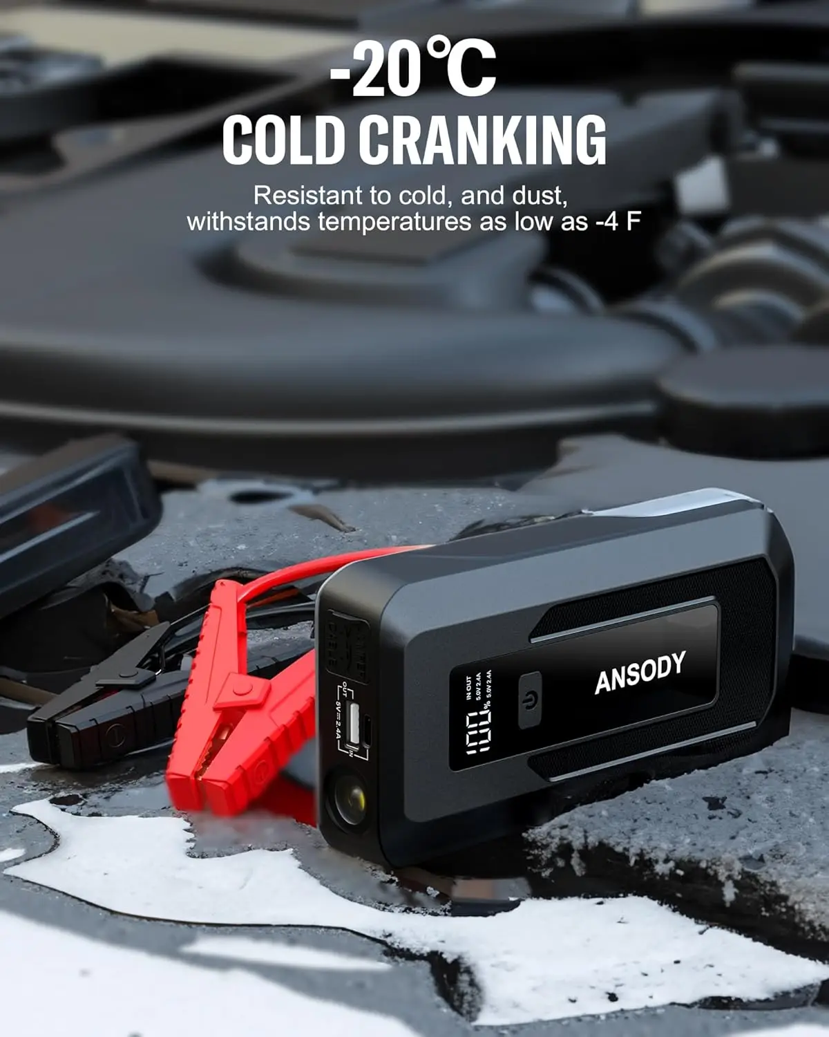 Arrancador de batería para coche Peak de 3000 A, refuerzo de batería de 12 V con luz LED y SOS, -20 ℃   Manivela en frío, para motocicleta SUV pickup