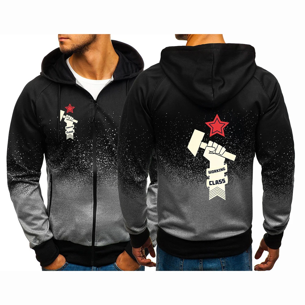 Proletariat Russia USSR Soviet Union CCCP The men's gradient-colored coat is suitable for casual wear Hoodies Jacket