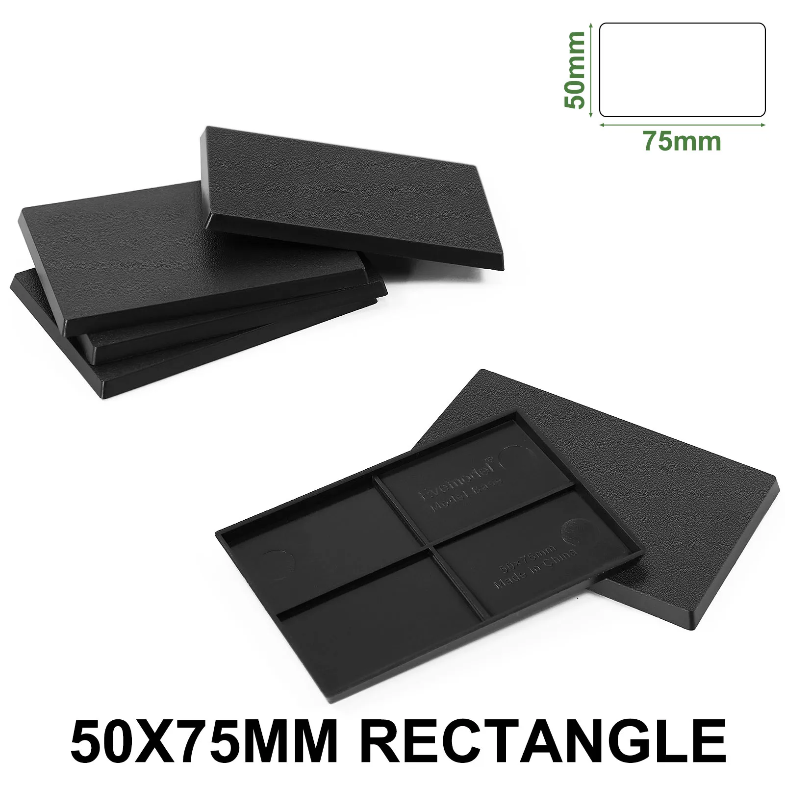 Evemodel 50X75MM Rectangle Bases Black for Wargames Military Simulation Scene MB5075