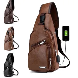 New Portable Men's Crossbody Bags USB Shoulder Bags Shopping and Travel Bags Large Capacity Female's Bags Made of Leather