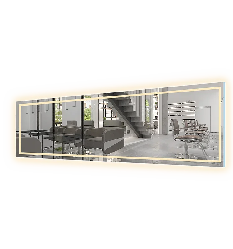 Simple Modern Style High-End Barbershop Large Mirror Hair Salon Wall-Mounted Light Luxury Barber Mirror Hang Horizontally Mirror