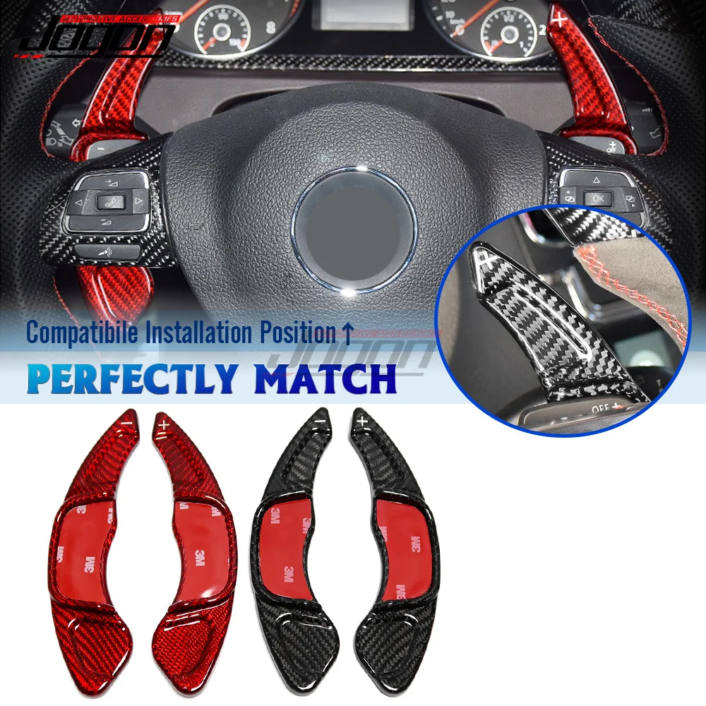 For VW GOLF 7 GTI R MK7 GTD GTE Polo Lamando Scirocco Sagitar GLI Carbon Fiber Steering Wheel Paddle Shifter Extension Trim