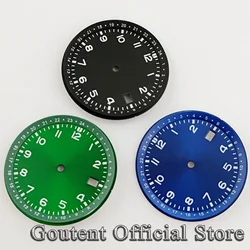 Goutent 33.5mm Sterile Green Luminous Watch Dial Black Blue Green Dial Fit NH35 NH36 Automatic Movement Watch Accessories