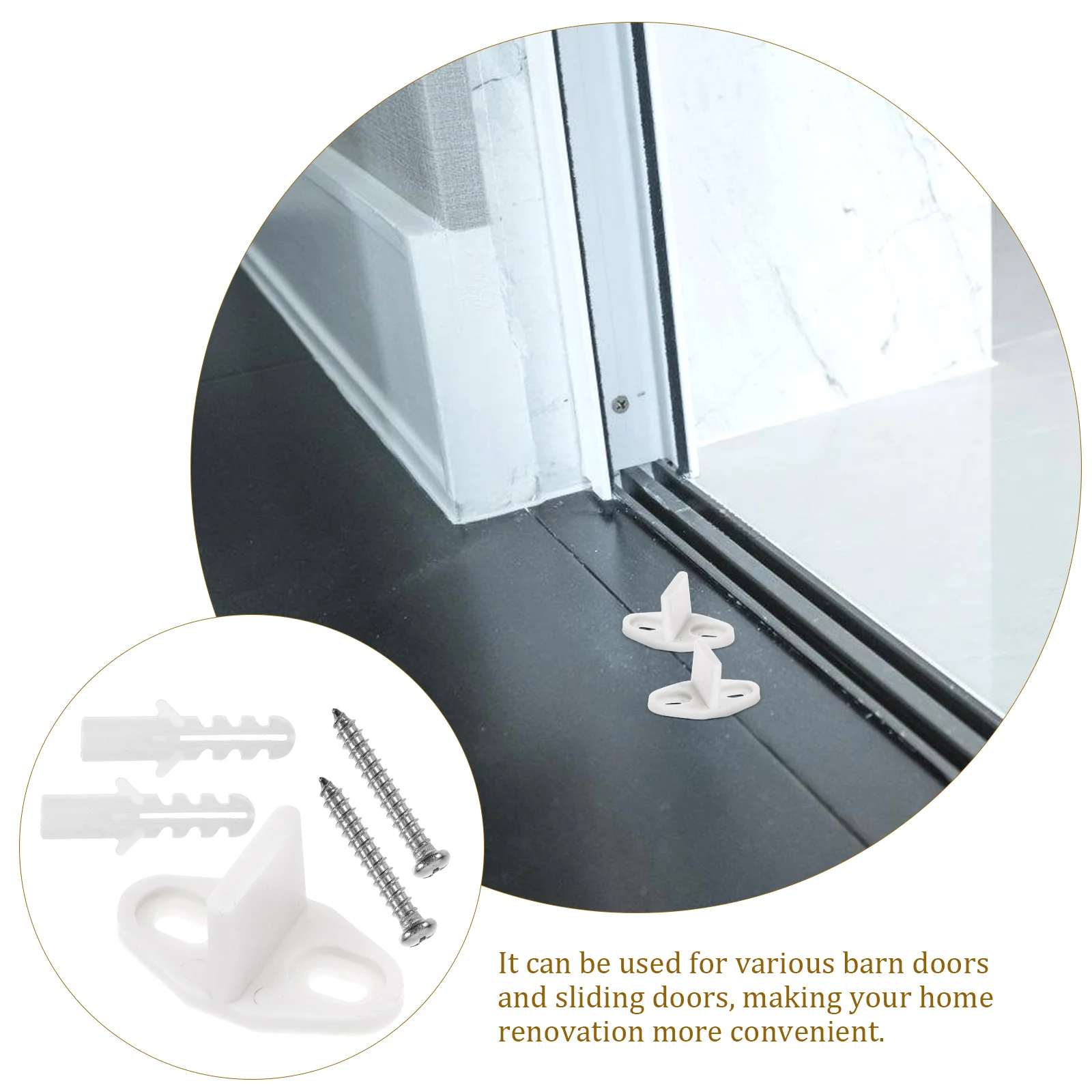 2 Pcs Sliding Door Barn Bottom Floor Guide Fall The Ground Roller Electric Wheel White Guides Swing Stop