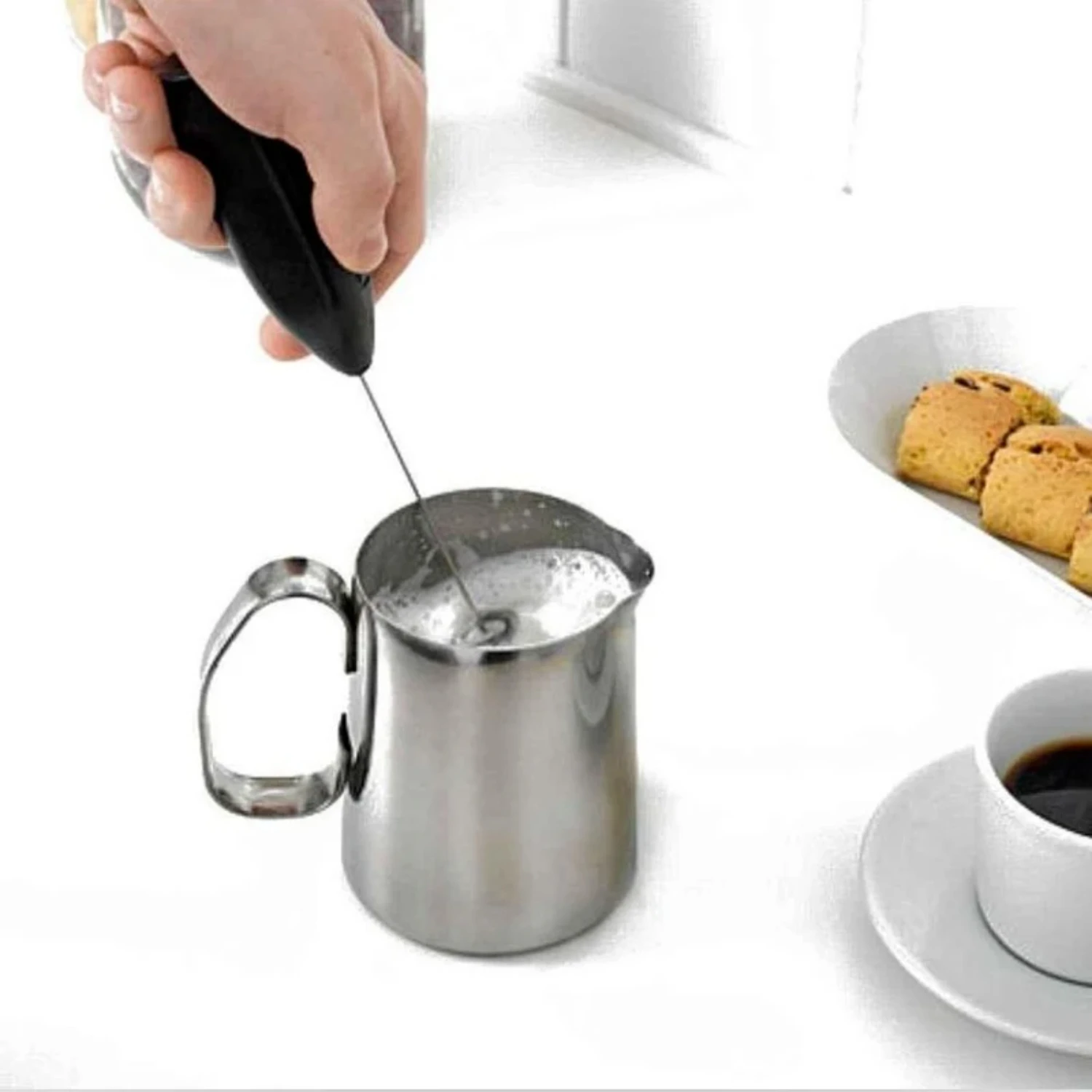 NEW Compact Portable Electric Handheld Mini Mixer Milk Frother with Ergonomic Handle for Easy Coffee Stirring, Cappuccino Making