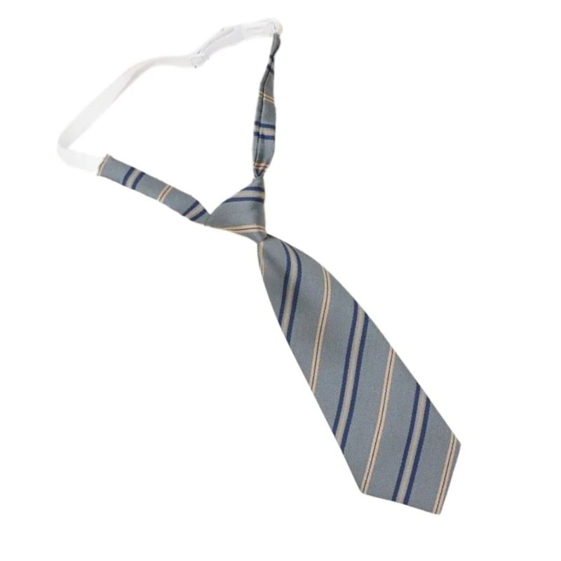 652F Gray Striped Pre-Tied Neck Tie Polyester Silk Necktie Japanese College Bowknot Bowtie JK Girl School Uniform Neckwear