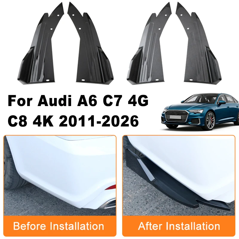 

Car Rear Bumper Spoiler Lip Diffuser Side Skirt Splitter Wrap Angle Anti-Crash Protection For Audi A6 C7 4G C8 4K 2011-2026 2012
