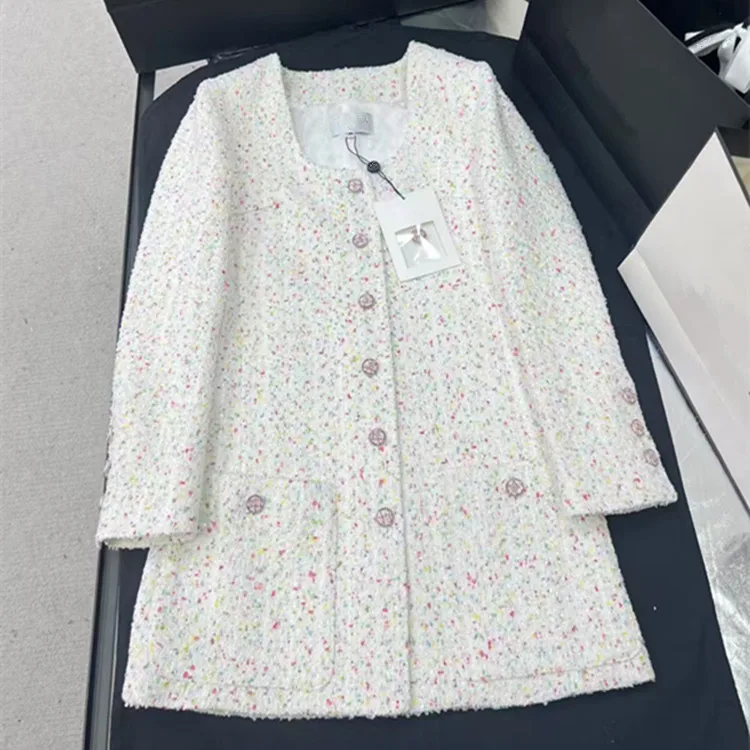 Customization European women's clothing - new summer styles in 2026 Long-sleeved single-button pink tweed dress coat