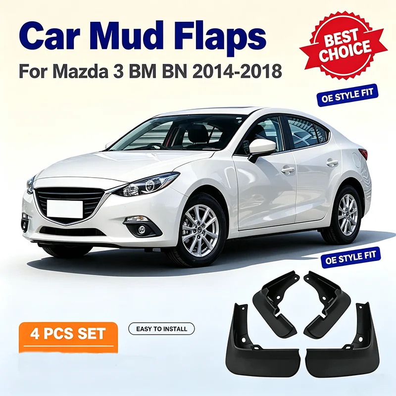 For Mazda 3 BM BN 2014-2018 4Pcs Mud Flaps Splash Guards Front Rear Wheel Fender Mudguards Car Exterior Protection