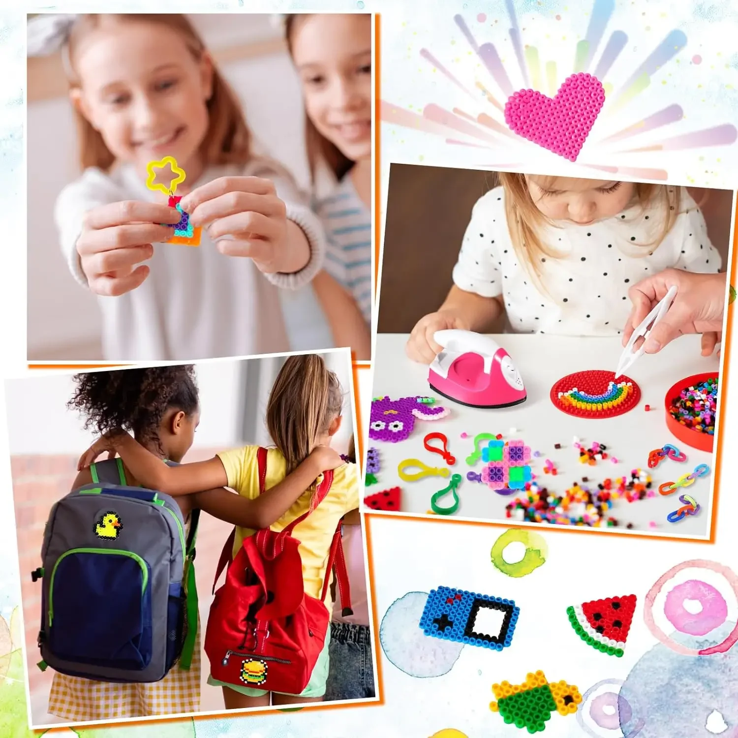 Zestaw koralików do zaplatania, 24 kolory, puzzle pikselowe, tablice z kołkami, koraliki Perler Hama, kreatywna zabawka dla dzieci do rękodzieła, prezent, zestaw do majsterkowania DIY