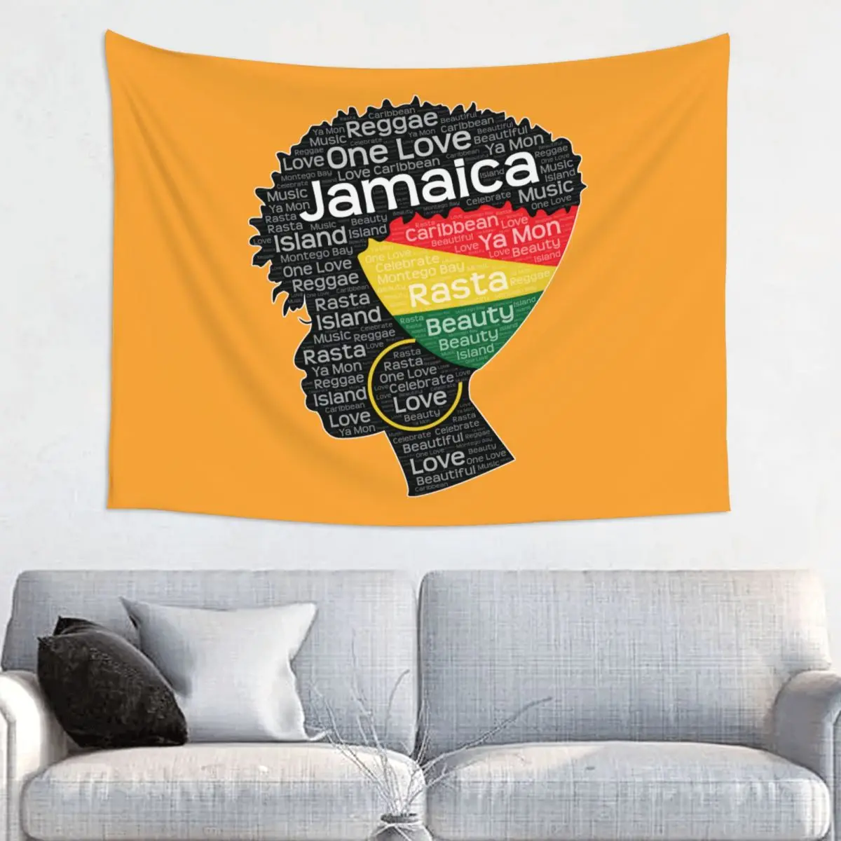 Jamaica Jamaican Woman Afro Puff Tapestries for Table Cloth Afro Word Art Hippie Wall Hanging Tapestry Home Decoration