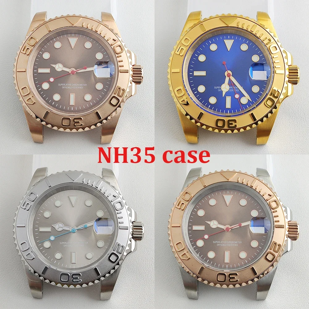 

NH35 Case 40mm Men's Watch Case Dial Stainless Steel Band Sapphire Glass for Yacht-masterNH36 movement Watch Accessories Parts